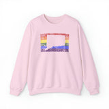 Connecticut Pride Flag Sweater: Rainbow LGBTQ+ State Silhouette Distressed Sweatshirt