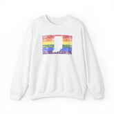 Indiana Pride Flag Sweater: Rainbow LGBTQ+ State Silhouette Distressed Sweatshirt