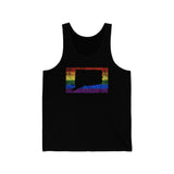 Connecticut Pride Flag Tank: Rainbow LGBTQ+ State Silhouette Distressed Tank-Top
