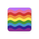 LGBTQ+ Flag Coaster Set: 4 Corkwood Ripple Drink Coasters