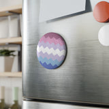 Bigender Pride Flag Magnet: Wavey Round Button for Fridge