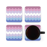 Bigender Flag Coaster Set: 4 Corkwood Wavey Drink Coasters
