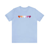 Lesbian Flag Hearts T-Shirt: Pride LGBTQ+ Gradient Design