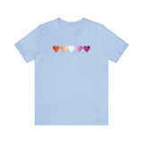 Lesbian Flag Hearts T-Shirt: Pride LGBTQ+ Gradient Design