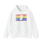 New Jersey Pride Flag Hoodie: Rainbow LGBTQ+ State Silhouette Distressed Hooded Sweatshirt