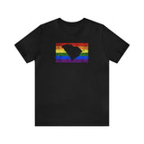 South Carolina Pride Flag Tee: Rainbow LGBTQ+ State Silhouette Distressed Shirt
