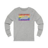 Kentucky Pride Flag Long Sleeve Tee: Rainbow LGBTQ+ State Silhouette Distressed Long Sleeve T-Shirt