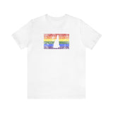 New Hampshire Pride Flag Tee: Rainbow LGBTQ+ State Silhouette Distressed Shirt