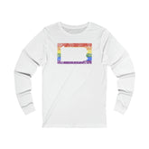 Pennsylvania Pride Flag Long Sleeve Tee: Rainbow LGBTQ+ State Silhouette Distressed Long Sleeve T-Shirt