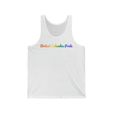 British Columbia Pride Tank Top: Flowing Cursive Design with LGBTQ+ Gradient