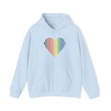 Philly Pride Flag Heart Lines Hoodie: Pride Gradient Sweater