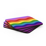 LGBTQ+ Flag Coaster Set: 4 Corkwood Ripple Drink Coasters