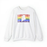 Maine Pride Flag Sweater: Rainbow LGBTQ+ State Silhouette Distressed Sweatshirt