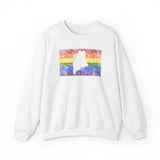 Maine Pride Flag Sweater: Rainbow LGBTQ+ State Silhouette Distressed Sweatshirt