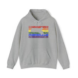 Massachusetts Pride Flag Hoodie: Rainbow LGBTQ+ State Silhouette Distressed Hooded Sweatshirt