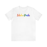 Idaho Pride T-Shirt: Flowing Cursive Design with LGBTQ+ Gradient