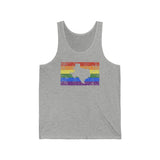Texas Pride Flag Tank: Rainbow LGBTQ+ State Silhouette Distressed Tank-Top