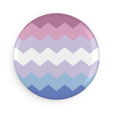 Bigender Pride Flag Magnet: Wavey Round Button for Fridge