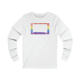 South Dakota Pride Flag Long Sleeve Tee: Rainbow LGBTQ+ State Silhouette Distressed Long Sleeve T-Shirt