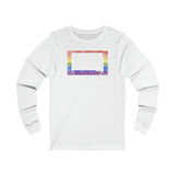 South Dakota Pride Flag Long Sleeve Tee: Rainbow LGBTQ+ State Silhouette Distressed Long Sleeve T-Shirt