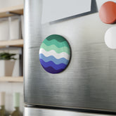 Gay Pride Flag Magnet: Ripple Round Button for Fridge