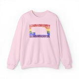 Nebraska Pride Flag Sweater: Rainbow LGBTQ+ State Silhouette Distressed Sweatshirt