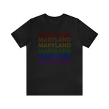 Maryland LGBTQ+ Pride Flag, Faded Black T-Shirt