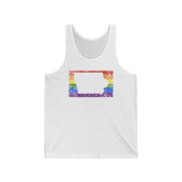 Iowa Pride Flag Tank: Rainbow LGBTQ+ State Silhouette Distressed Tank-Top