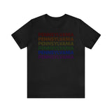 Pennsylvania LGBTQ+ Pride Flag, Faded Black T-Shirt