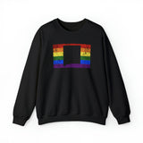 New Mexico Pride Flag Sweater: Rainbow LGBTQ+ State Silhouette Distressed Sweatshirt