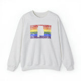 Alabama Pride Flag Sweater: Rainbow LGBTQ+ State Silhouette Distressed Sweatshirt