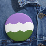 Genderqueer Pride Flag Pin: Round Button with Wavey Design