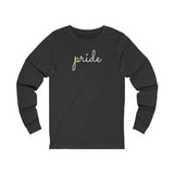 Pangender Pride Long Sleeve T-Shirt: Flowing Cursive 'Pride' in Gradient Hues