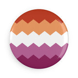 Lesbian Pride Flag Magnet: Wavey Round Button for Fridge