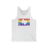 Texas Pride Flag Tank: Rainbow LGBTQ+ State Silhouette Distressed Tank-Top