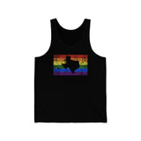 Texas Pride Flag Tank: Rainbow LGBTQ+ State Silhouette Distressed Tank-Top