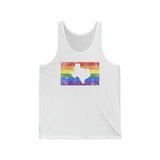 Texas Pride Flag Tank: Rainbow LGBTQ+ State Silhouette Distressed Tank-Top