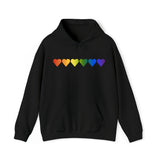 Pride Flag Hearts Hoodie: Pride LGBTQ+ Gradient Design