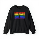 Delaware Pride Flag Sweater: Rainbow LGBTQ+ State Silhouette Distressed Sweatshirt