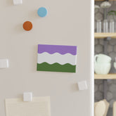 Genderqueer Pride Flag Magnet: Ripple Rectangle Button for Fridge