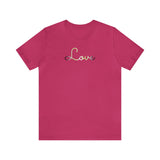 Agender Love Script Tee: Subtly Elegant Pride T-Shirt