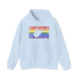 West Virginia Pride Flag Hoodie: Rainbow LGBTQ+ State Silhouette Distressed Hooded Sweatshirt