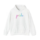 Polysexual Pride Hoodie: Flowing Cursive 'Pride' in Gradient Hues