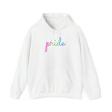Polysexual Pride Hoodie: Flowing Cursive 'Pride' in Gradient Hues