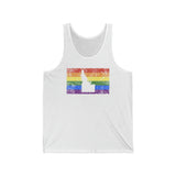 Idaho Pride Flag Tank: Rainbow LGBTQ+ State Silhouette Distressed Tank-Top