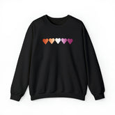 Lesbian Flag Hearts Sweatshirt: Pride LGBTQ+ Gradient Design