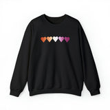 Lesbian Flag Hearts Sweatshirt: Pride LGBTQ+ Gradient Design