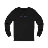 Bisexual Love Script Long Sleeve T-Shirt: Subtly Elegant Pride Tee