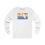 Florida Pride Flag Long Sleeve Tee: Rainbow LGBTQ+ State Silhouette Distressed Long Sleeve T-Shirt