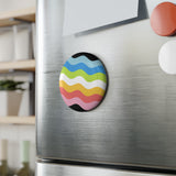 Queer Pride Flag Magnet: Ripple Round Button for Fridge